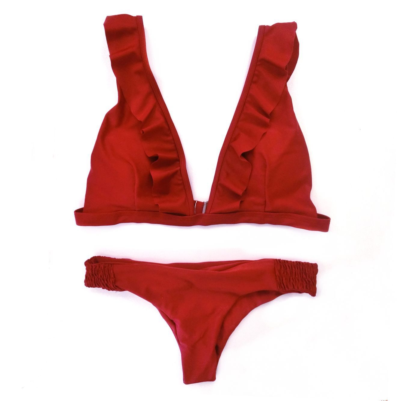 Bali Solé – Red Ruffle Split Bikini